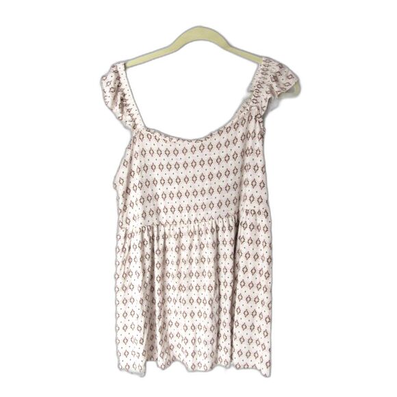 EUC Torrid Size 2 Cream/Pink Babydoll Super Soft Slub Ruffle Shoulder Tank - Picture 1 of 4